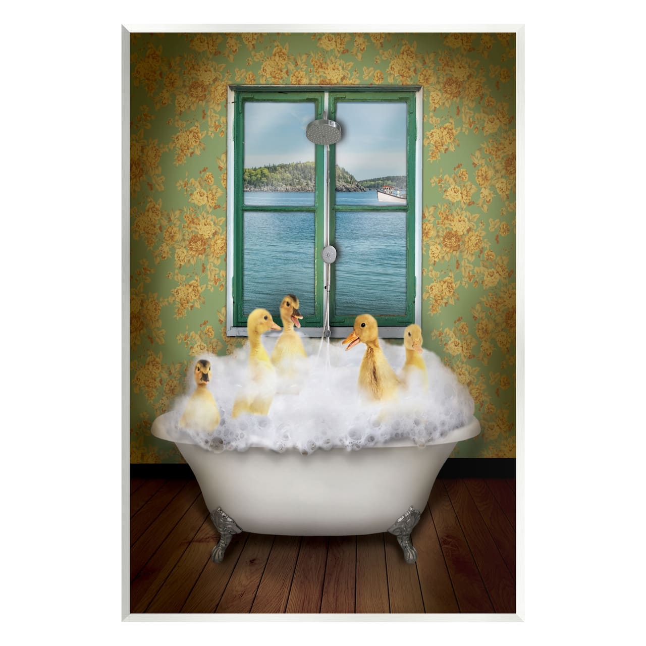 Stupell Industries Ducks Bathing Tub Ocean View Wall Plaque Art